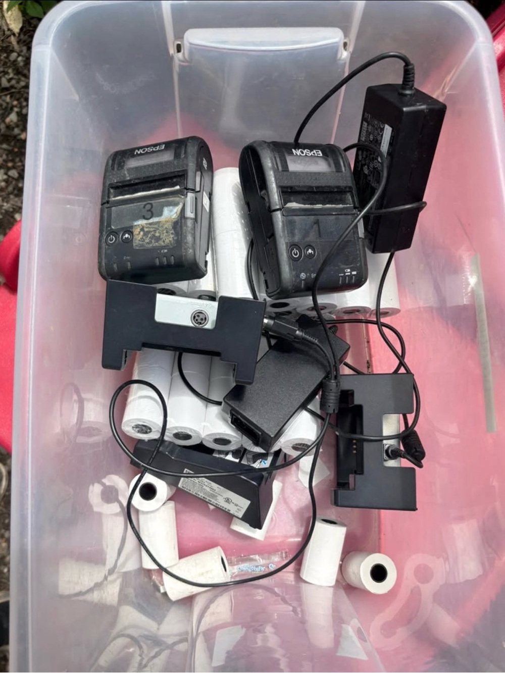 Epson Black Portable Thermal Receipt Printers with White Paper Rolls